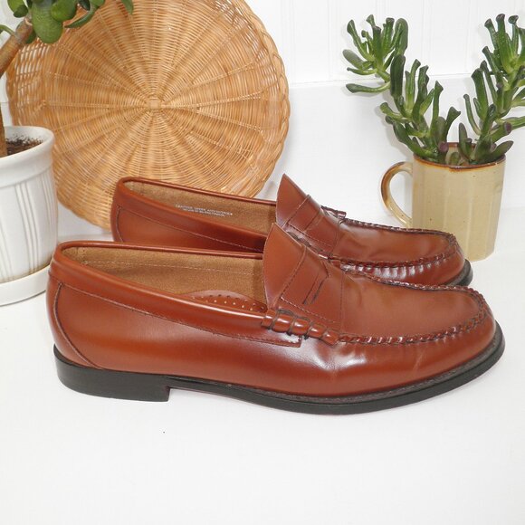 Men's BASS LARSON WEEJUNS LOAFER in Whiskey Brown Size 9 Preppy Office Shoes - Picture 3 of 10